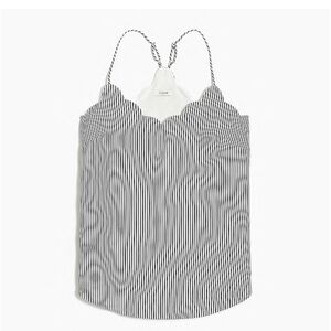 J. Crew Navy and White Striped scalloped Camisole NWOT size 4